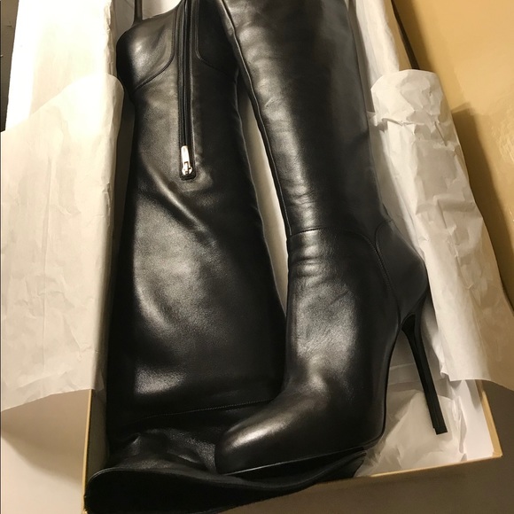 Authentic Sergio Rossi Over-The-Knee Leather Boots Size 40 - Picture 2 of 16